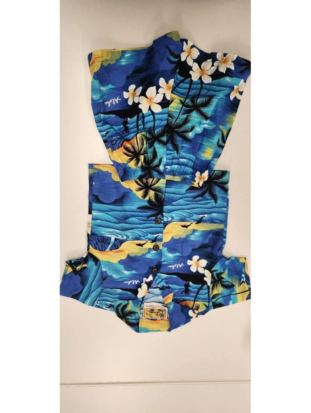 Vintage Genuine Hawaiian Blue Floral Cotton Shirt and Shorts Set Size 6M